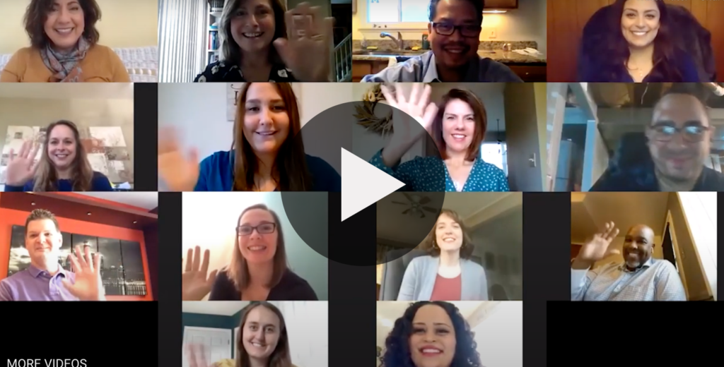 People waving in a group virtual meeting