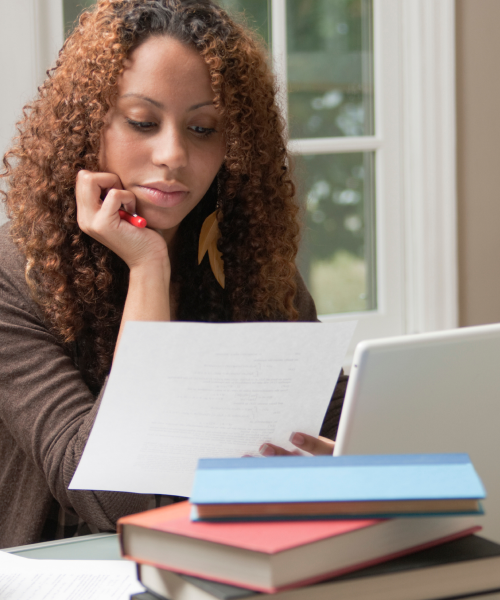 person studying at home