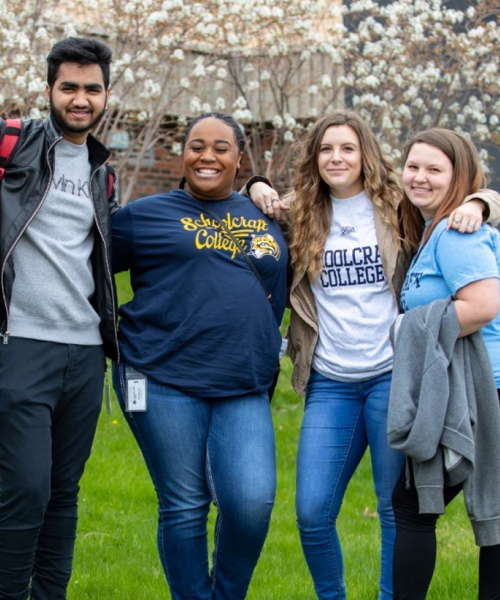 group of students linked in arms