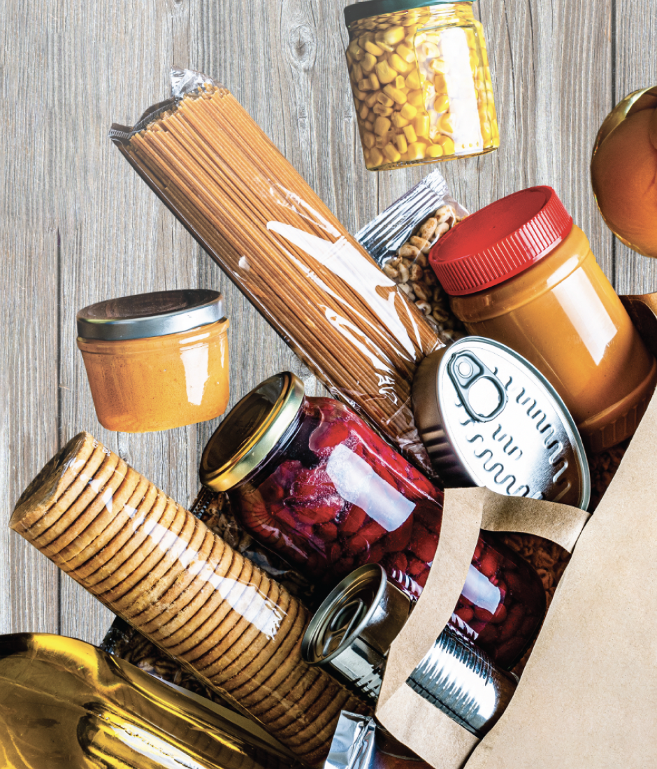 food items in brown grocery bag