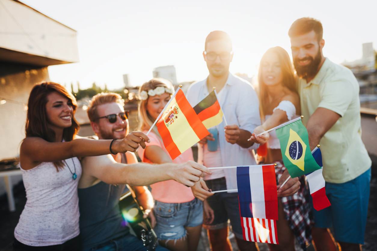 People holding flags