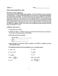 Math 111 Final Exam Review Math 111 Final Exam Review