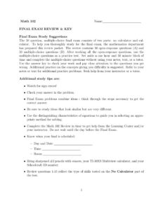 Math 102 Final Exam Review Winter 2026