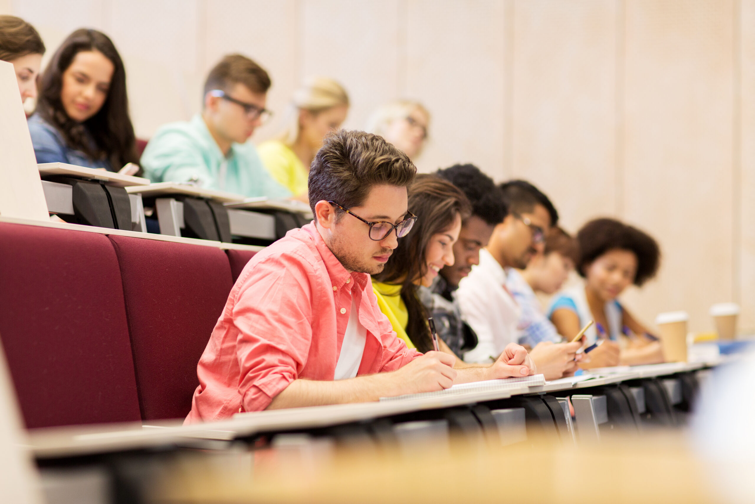 person studying a in lecture hall