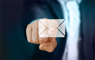 person pressing envelope icon