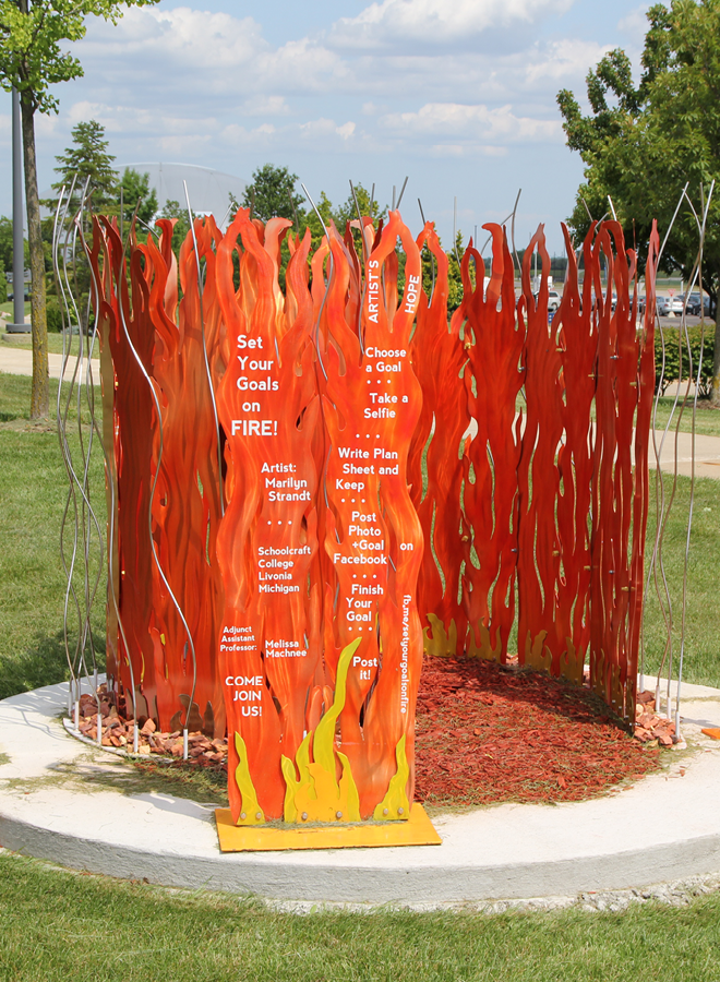 metal sculpture of fire