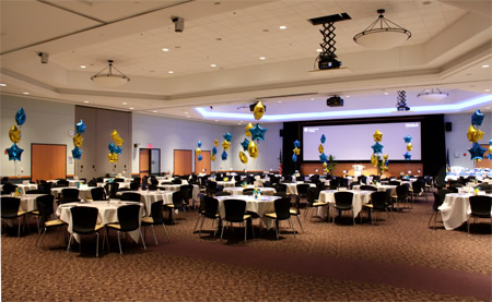 large room of circle tables
