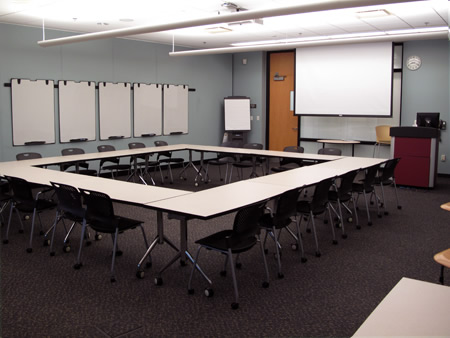 room of tables in square room configuration