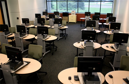 room of computer desks