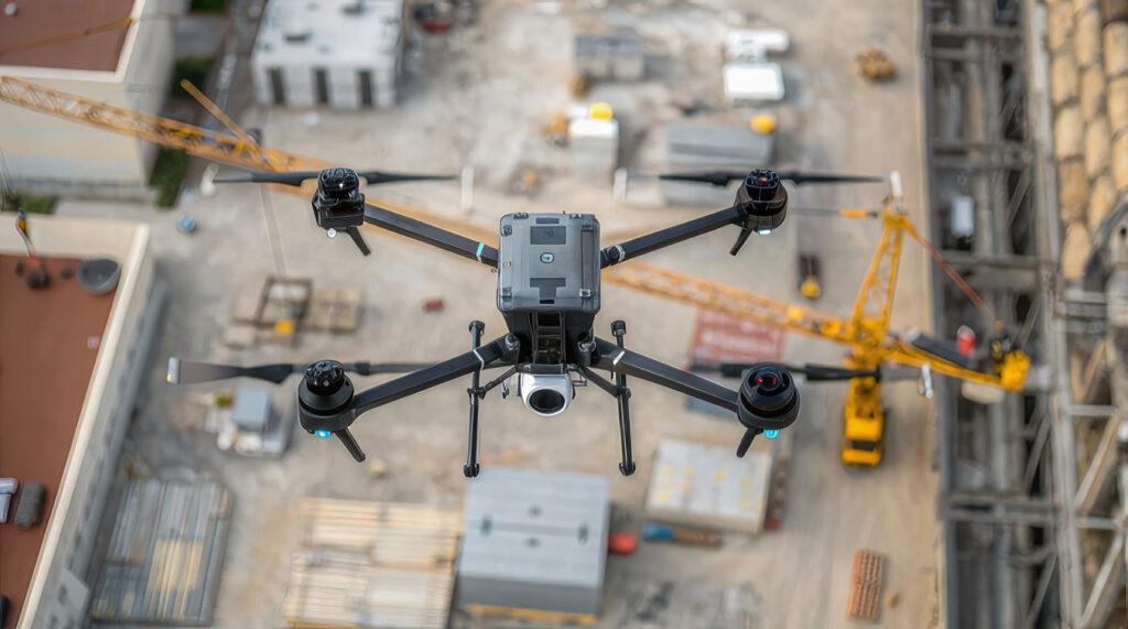 Field Drone over construction site