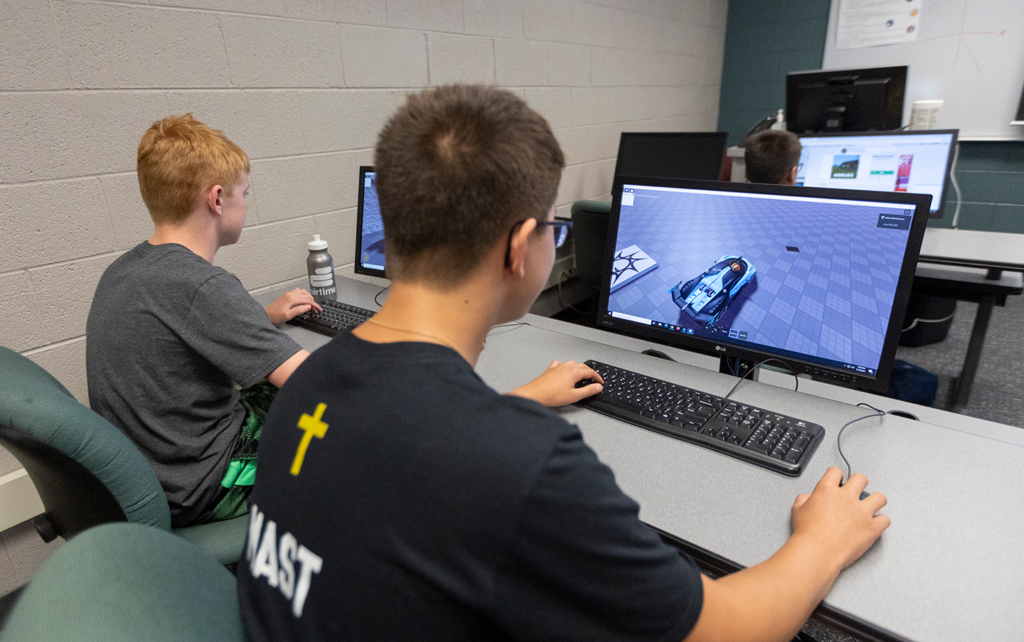 Boys playing computer games