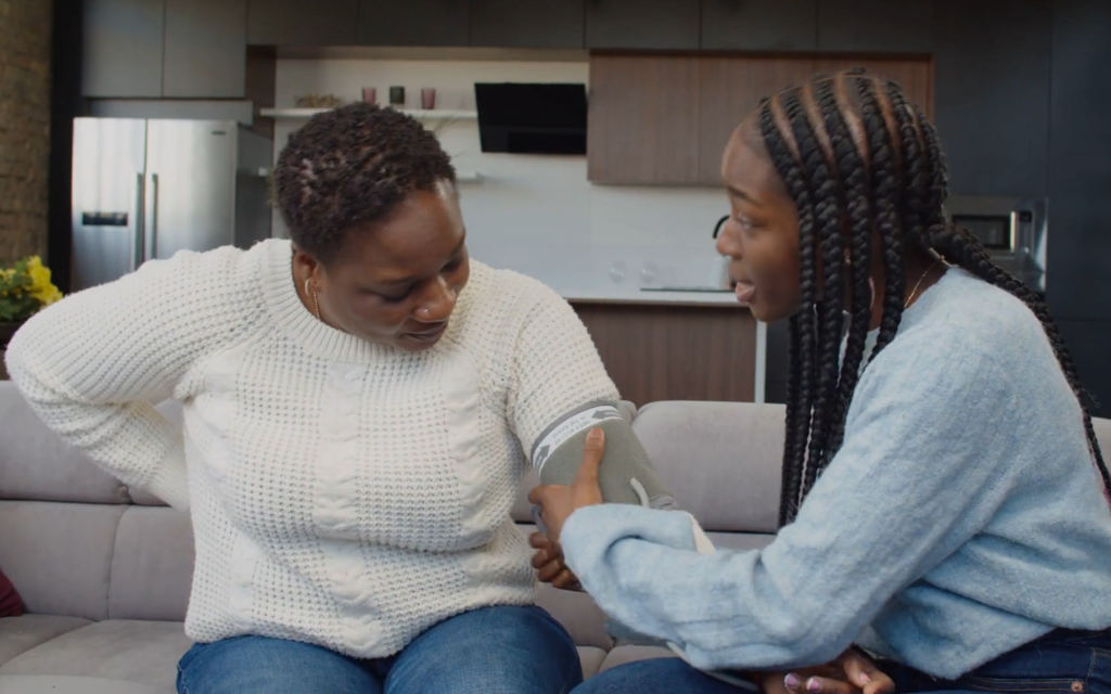 Person getting their blood pressure checked