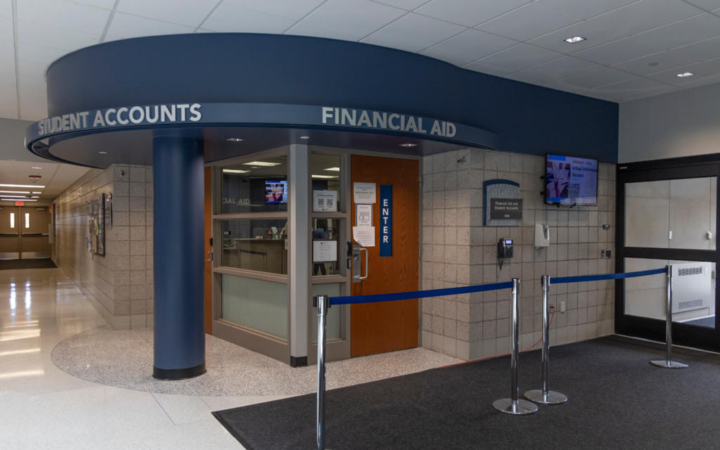 Signs for both financial aid and student accounts 