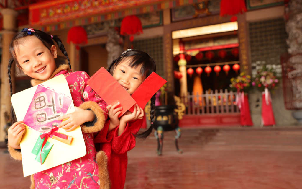 Two children smiling