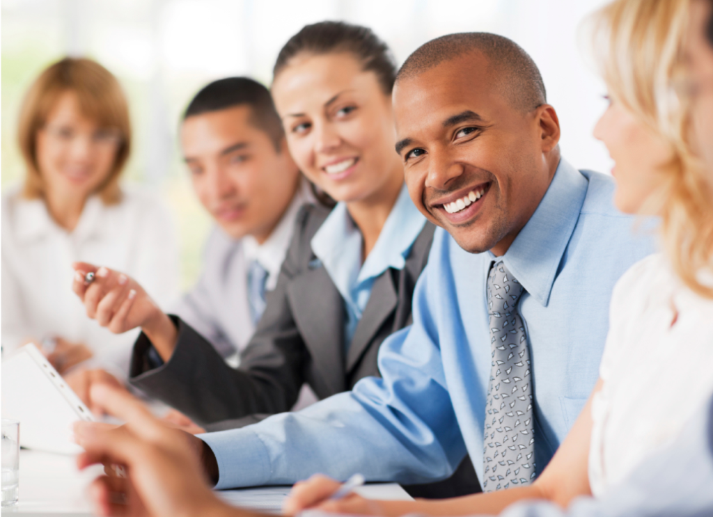 A group in a business meeting