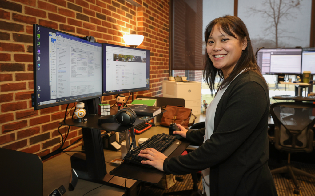 Bernadette Bacero at a computer