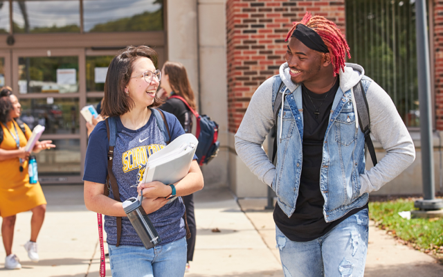 Students walking outside