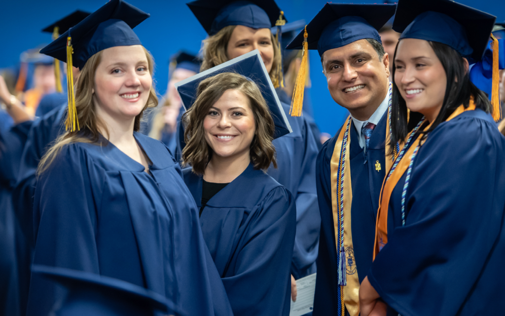 Graduates in caps and gowns