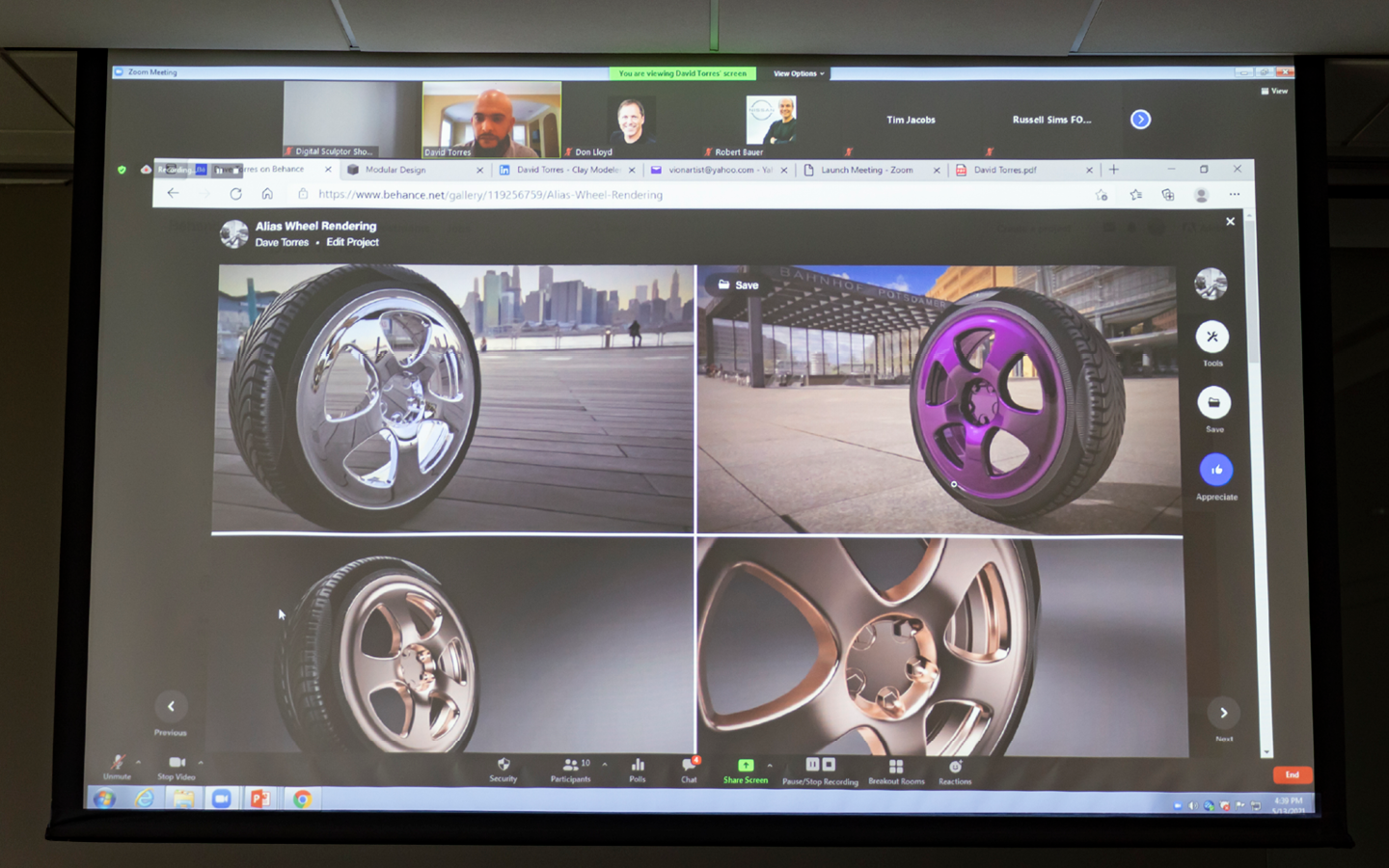 Automotive design mocks in a digital display 