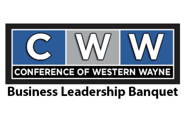 Billboard reads: "Conference of Western Wayne Business Leadership Banquet"