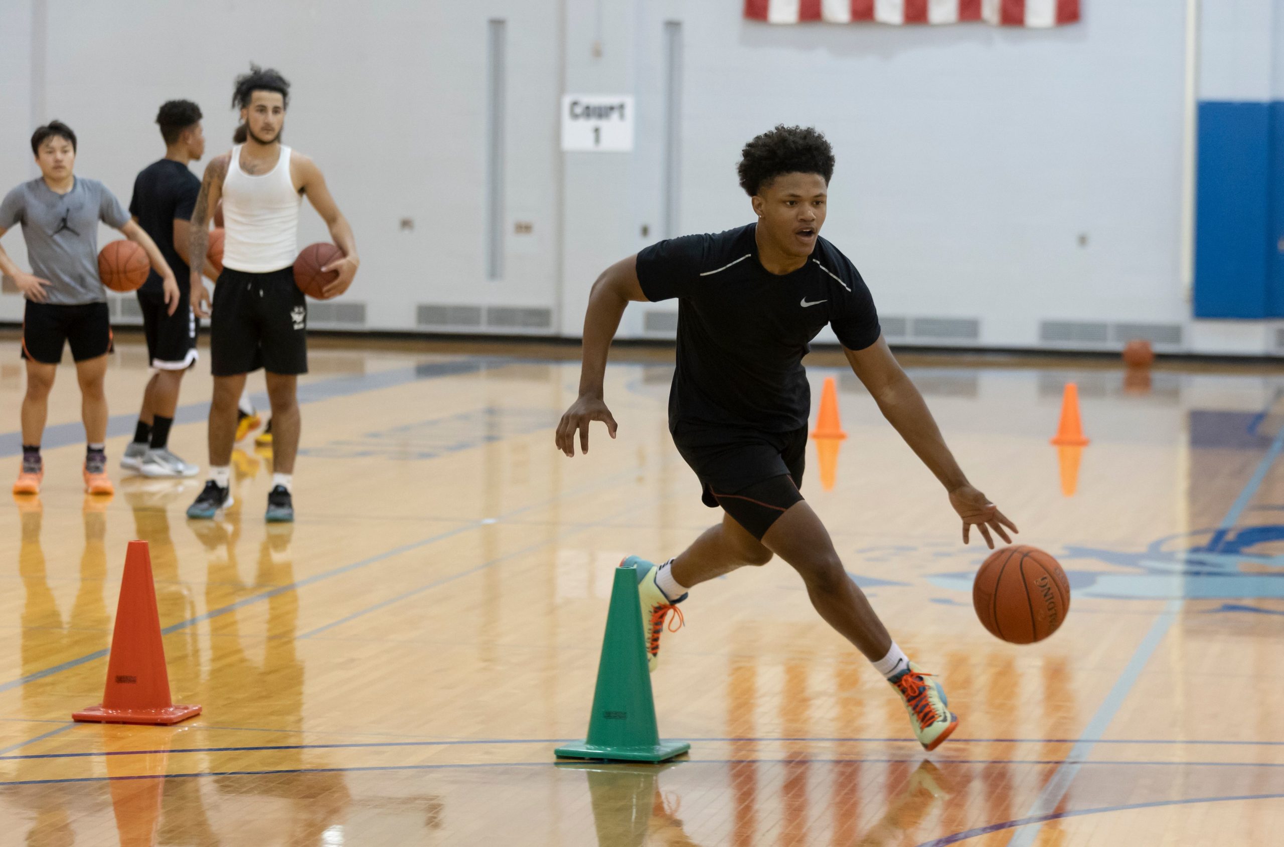 player dribbling basketball