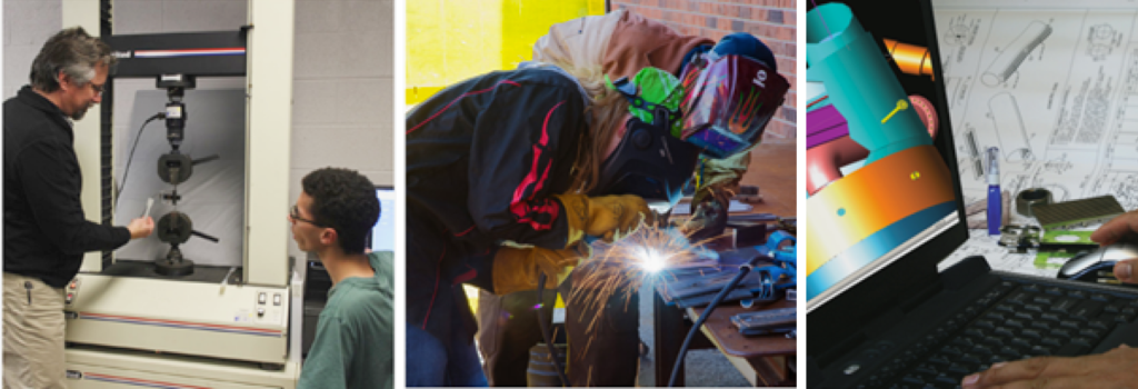 collage of trades in welding, machinery and computers