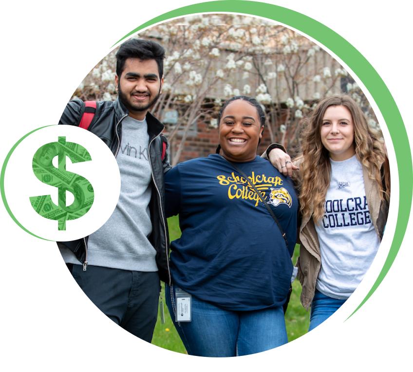 group of students dollar sign