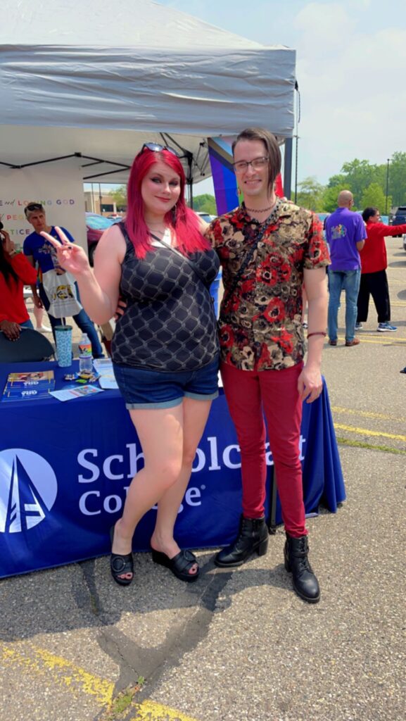 two students smiling