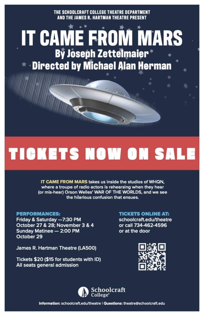 flyer with an alien spaceship flying image