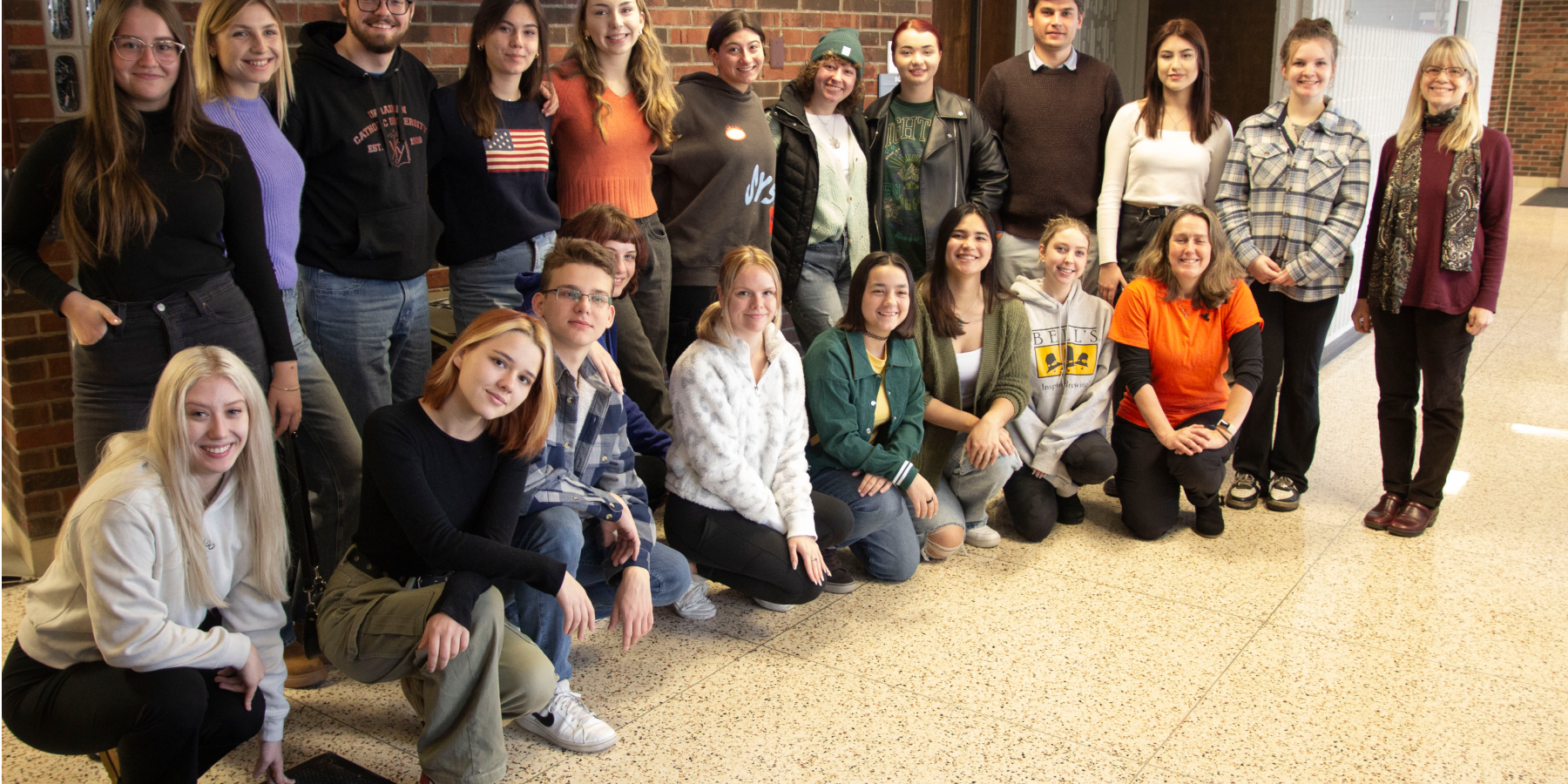 group photo of students from Ukraine on campus