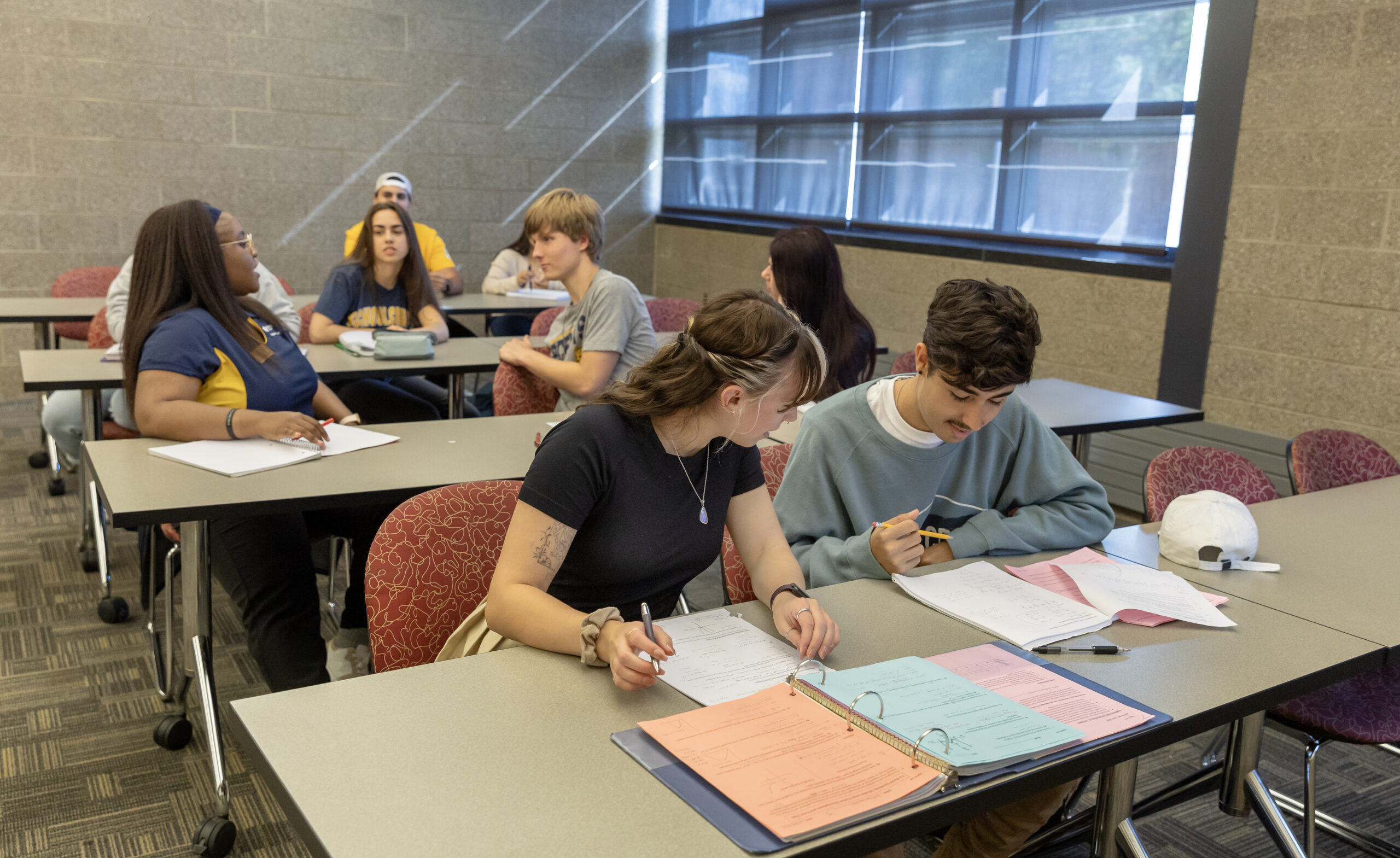 students working in a classroom