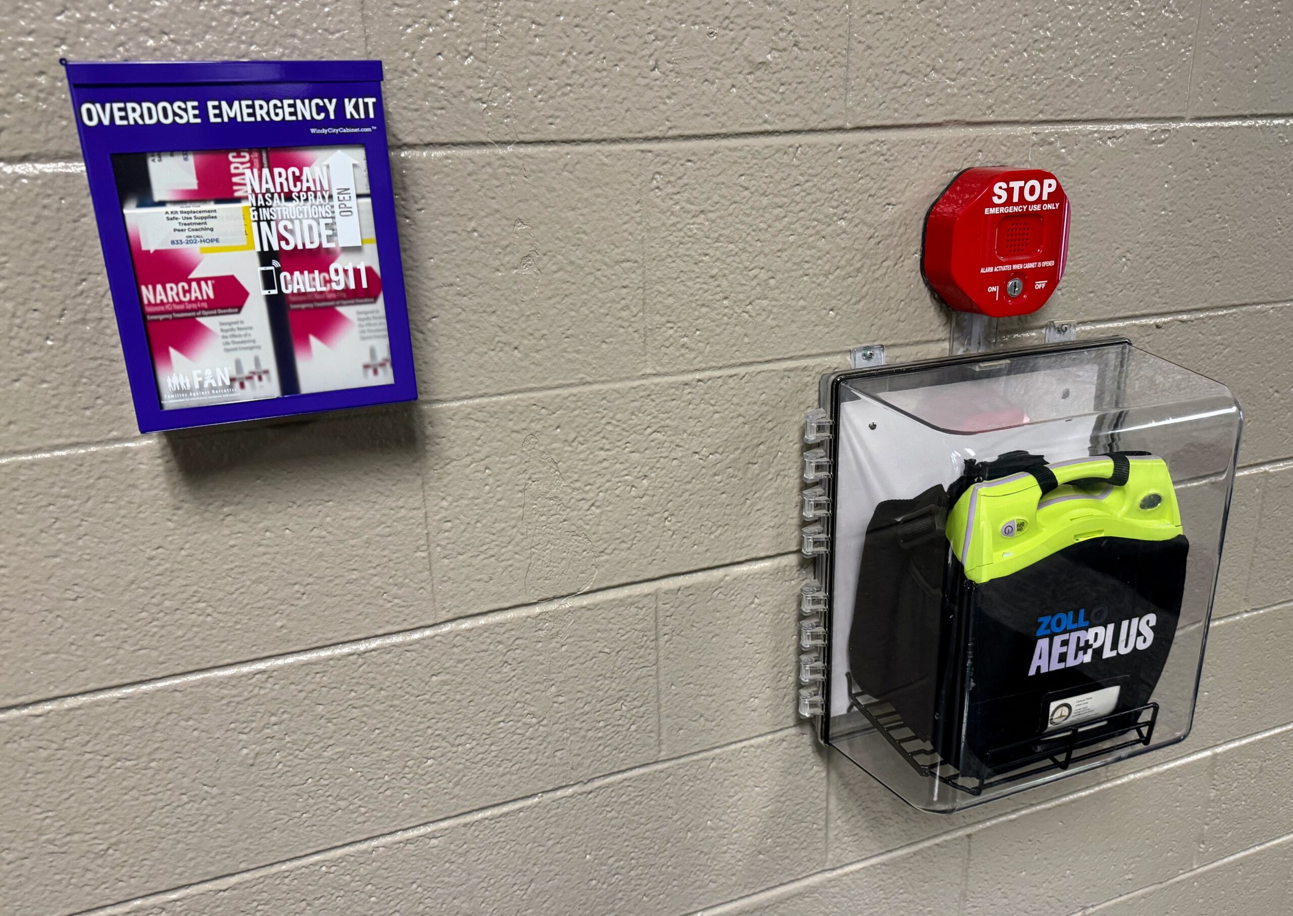 a wall box containing NARCAN