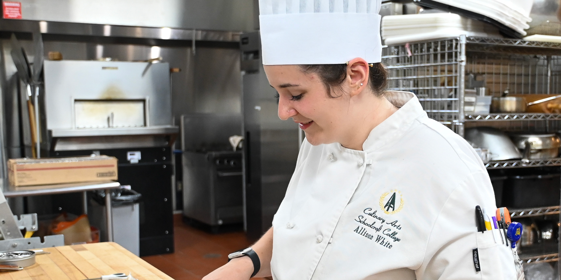 student chef in kitchen