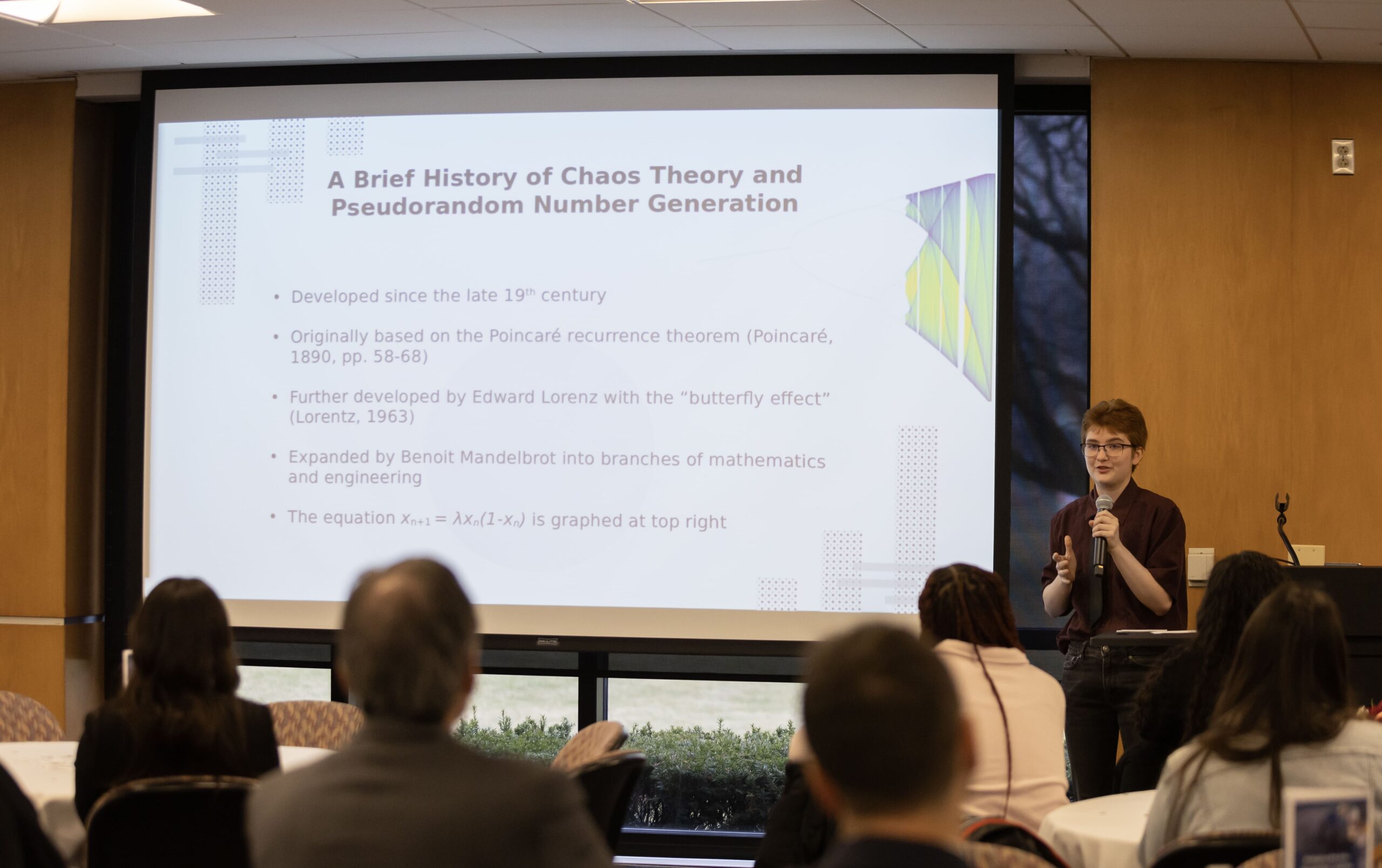 person giving slide deck presentation
