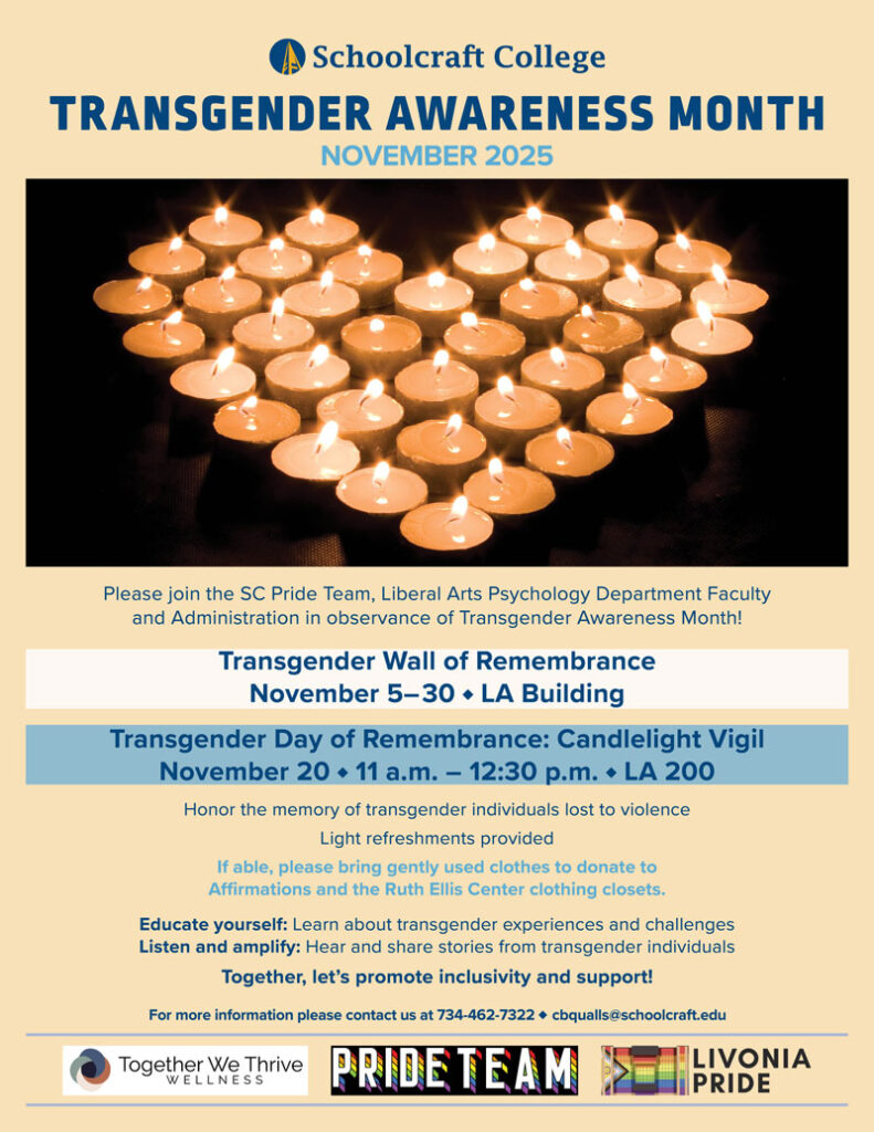 Schoolcraft College Transgender Awareness Month November 2025
