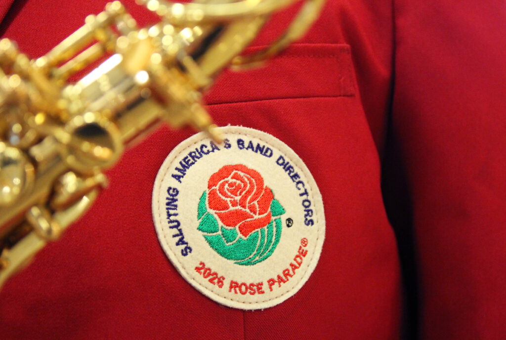 suit circular badge for rose parade