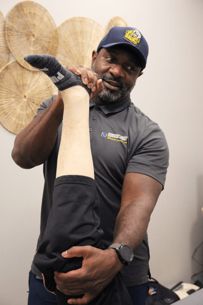 professional stretching person's leg