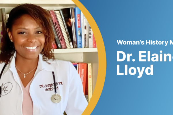 Dr. Elaine Lloyd in doctor coat