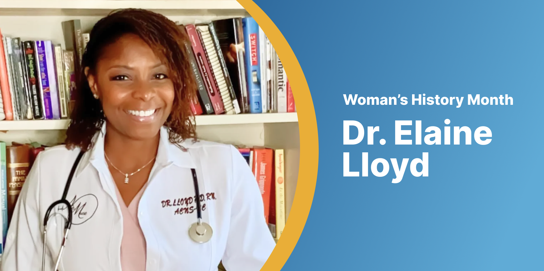 Dr. Elaine Lloyd in doctor coat