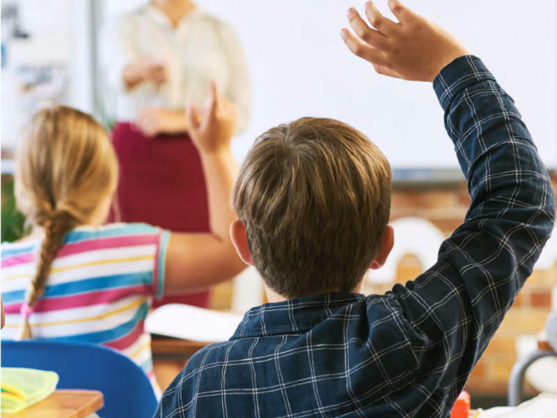 Pre-K-12 Education Job Fair (Student Raising Hand)
